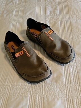 cushe Olive Slip-On Sneakers with Orange Tabs